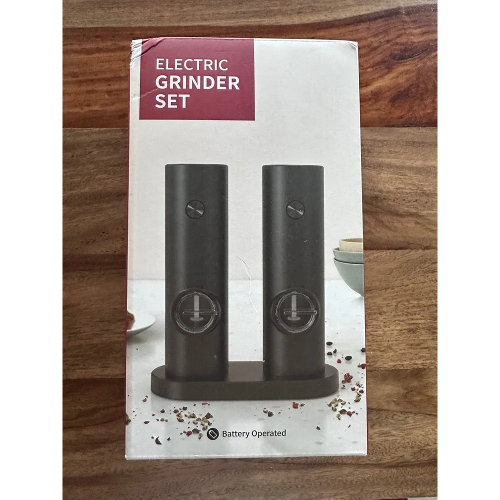 Electric Salt and Pepper Grinder Set Battery Operated Automatic Mill Black